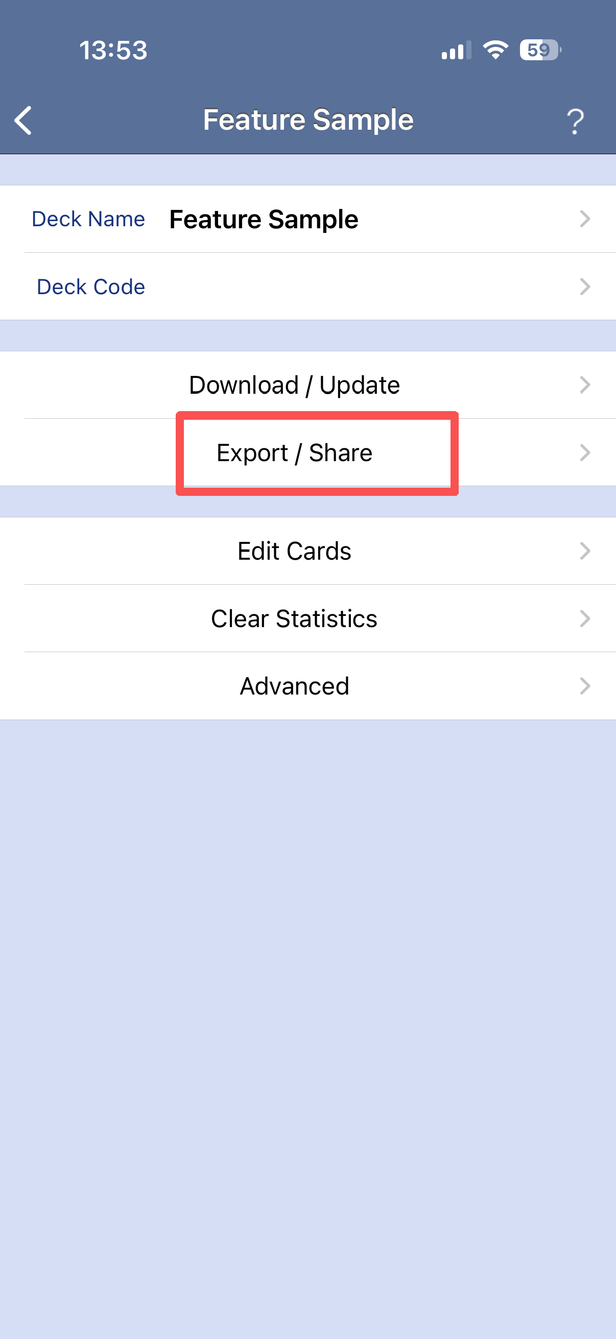 Open Export / Share